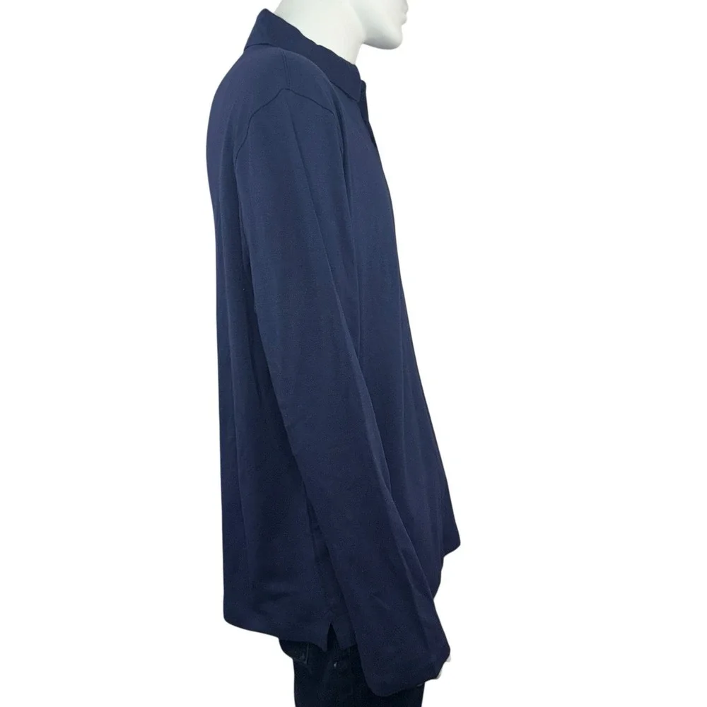 NWT Banana Republic Men's Long Sleeve Luxe Touch Polo‎ Navy Blue Size XXL